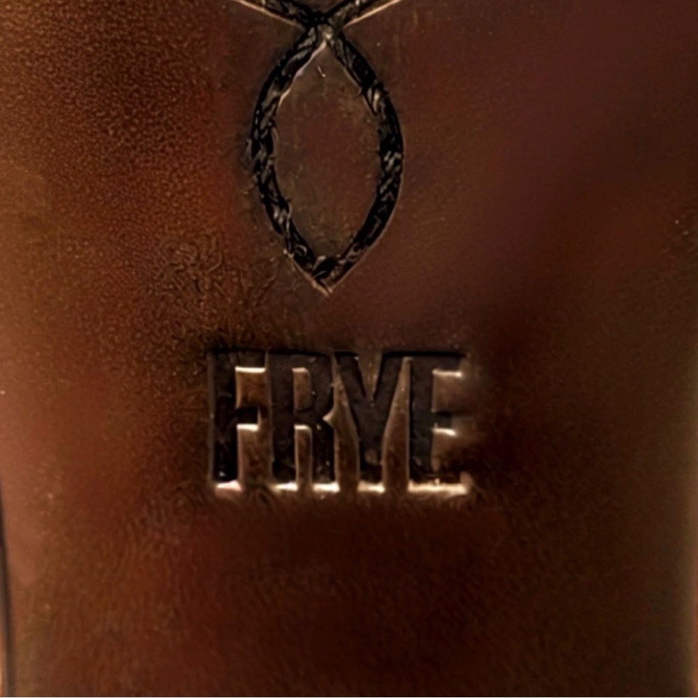 FRYE Corinne Over The Knee Leather Heeled Boots Size 8 Cognac Brown - Picture 9 of 13